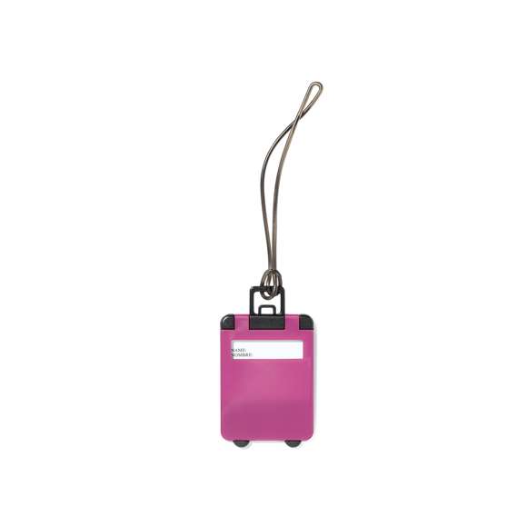 Original identificador de maletas de diseño de trolley en resistente material de combinación bicolor y extensa gama de vivos colores. Con resistente cinta de acople y tarjeta de identificación en castellano e inglés.