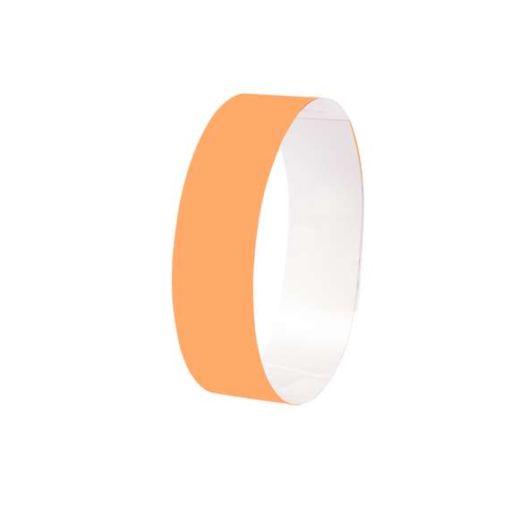 Pulsera para eventos en fibra sintética y variada gama de vivos colores. Con cierre adhesivo, resistente al agua y presentada en plancha troquelada de 10 piezas con numeración individual.