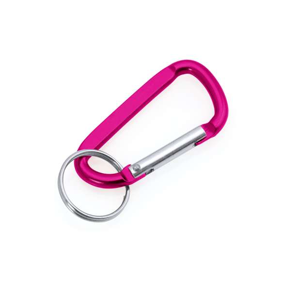 Mosquetón de aluminio con cuerpo en suave acabado de vivos y variados colores. Con anilla.