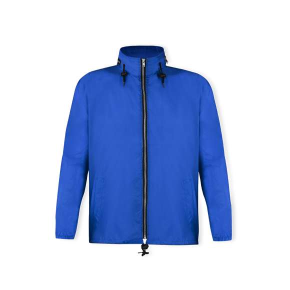 Impermeable en resistente poliéster 190T. Capucha con cordones de ajuste, integrada en compartimento con cremallera del cuello. Cierre principal de cremallera y cordón en cintura con accesorio de ajuste. Disponible en variada gama de colores y en tallas M, L, XL, XXL.