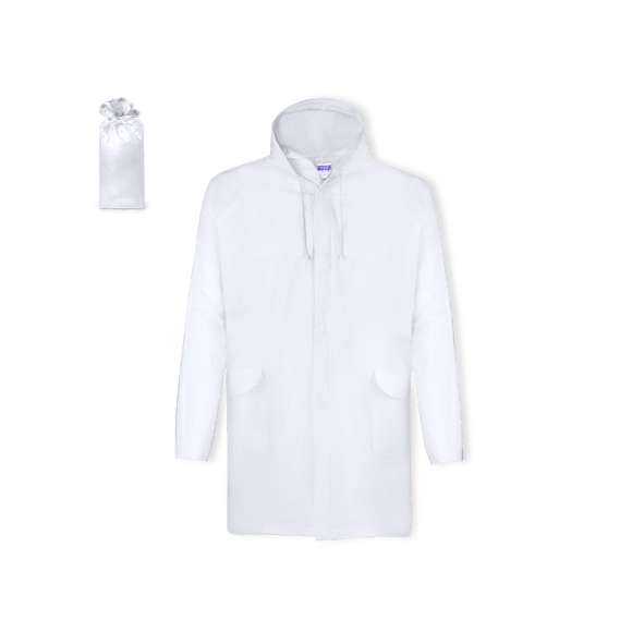 Impermeable en resistente EVA de acabado termosellado en variada gama de colores. Capucha dcon cintas de ajuste, cierre principal de corchete y con bolsillos laterales de solapa. Talla única para adulto.
