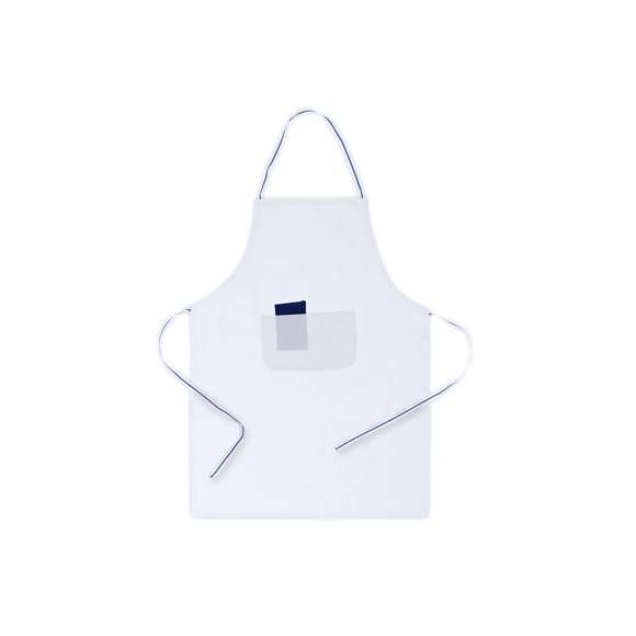 Delantal de alta calidad en material TC -combinado de algodón y poliéster-. En variada gama de vivos colores, con bolsillo doble frontal y cintas de ajuste bicolor. De corte por encima de la rodilla.