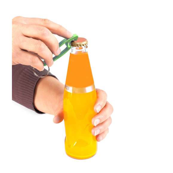 Llavero abridor con cuerpo de aluminio en variados y vivos colores. Especialmente diseñado para marcaje en láser.