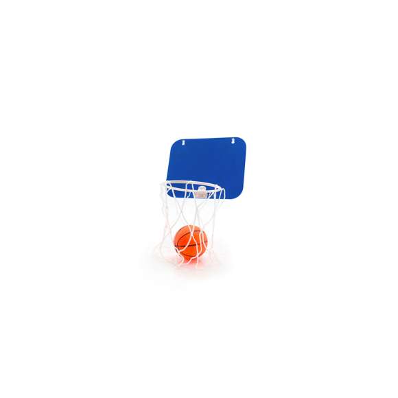 Canasta en PVC con tablero en vivos colores. Con pelota de minibasket incluida y ventosas en parte trasera para fijación.
