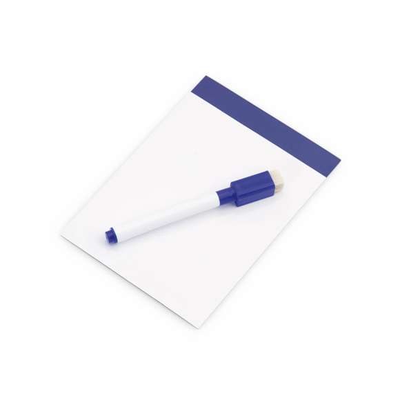 Pizarra magnética en variada gama de vivos colores. Rotulador magnético con borrador incluido.