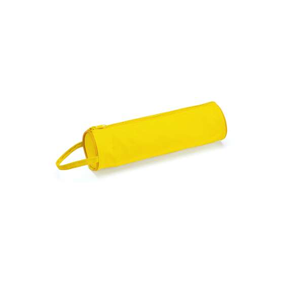 Clásico estuche de cremallera y diseño cilíndrico en resistente poliéster 600D. Con práctica asa de transporte y cremallera a juego.