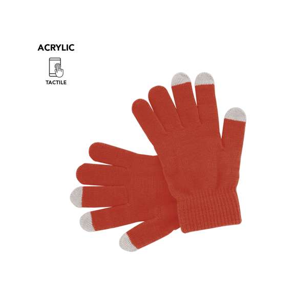 Práctico par de guantes para dispositivos con pantalla táctil, de cálido y suave acabalado acrílico y en divertidos colores. Integran puntero en dedos corazón, índice y pulgar. Talla única.