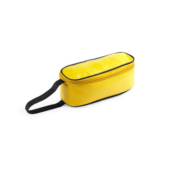 Portabocadillos en resistente PVC de vivos colores y con cierre de cremallera. Con asa en nylon reforzado e interior isotermo en acabado de aluminio.