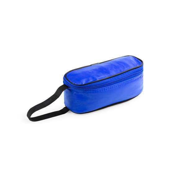Portabocadillos en resistente PVC de vivos colores y con cierre de cremallera. Con asa en nylon reforzado e interior isotermo en acabado de aluminio.