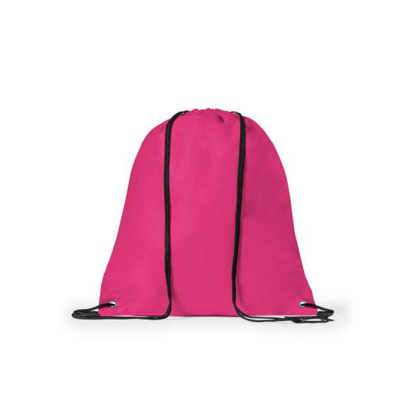 Mochila de cuerdas fabricada en non-woven. Confeccionada en suave TNT y disponible en amplia gama de originales colores. Cuerdas en color negro y esquinas reforzadas con argollas metálicas aportando más resistencia.