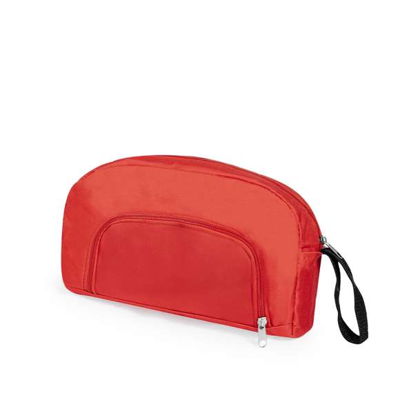 Neceser multiusos en resistente poliéster 600D de vivos colores con cremalleras a juego. Bolsillo exterior de cremallera y resistente asa de transporte en color negro. Forro interior en suave poliéster a juego.