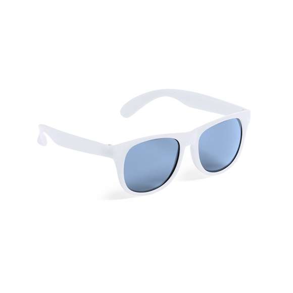 Gafas de sol con protección UV400 de clásico diseño. Con montura de acabado mate en divertidos colores y lentes en color negro.