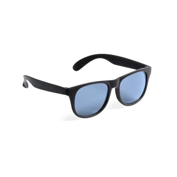 Gafas de sol con protección UV400 de clásico diseño. Con montura de acabado mate en divertidos colores y lentes en color negro.