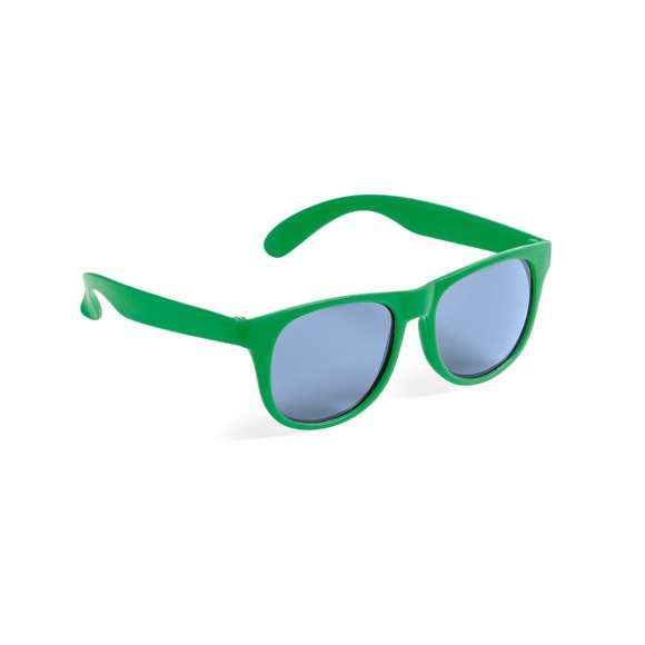 Gafas de sol con protección UV400 de clásico diseño. Con montura de acabado mate en divertidos colores y lentes en color negro.