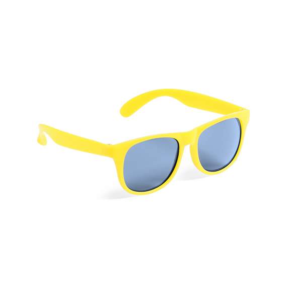 Gafas de sol con protección UV400 de clásico diseño. Con montura de acabado mate en divertidos colores y lentes en color negro.