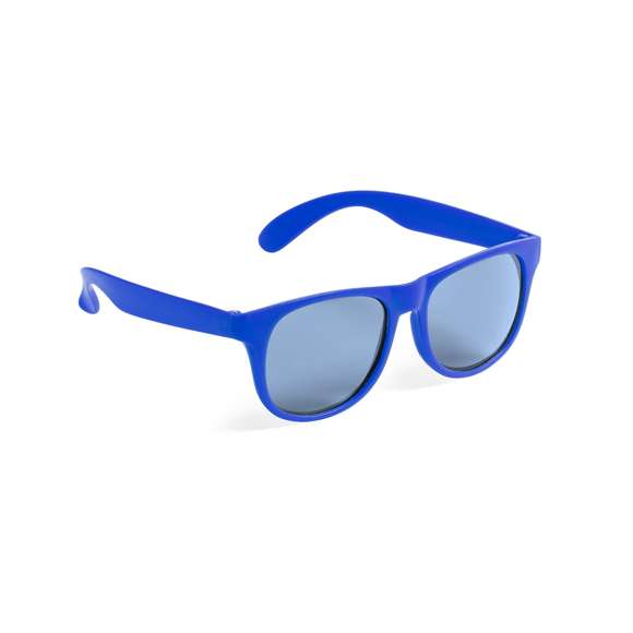Gafas de sol con protección UV400 de clásico diseño. Con montura de acabado mate en divertidos colores y lentes en color negro.
