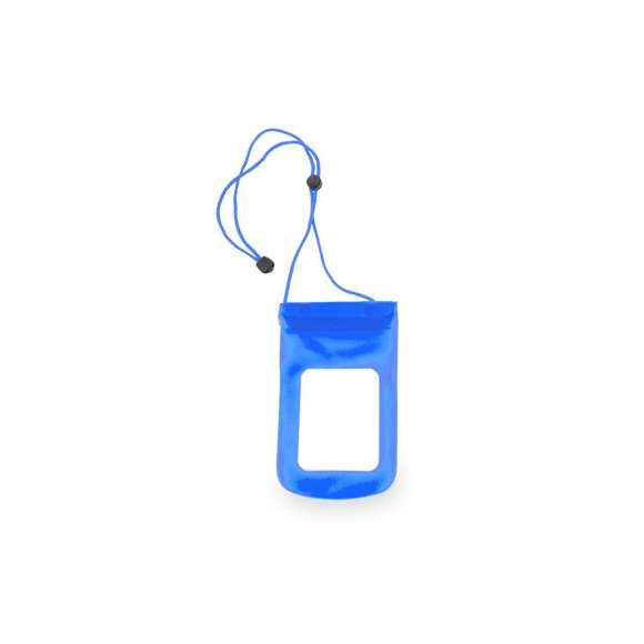 Práctico portatodo impermeable en PVC de acabado translúcido con ventana frontal transparente. Con función táctil y cierre estanco. Solapa con cierre de corchete a juego y cinta de transporte a juego con accesorio de ajuste.