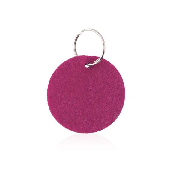  	Llavero circular con cuerpo en suave fieltro de variados y vivos colores.