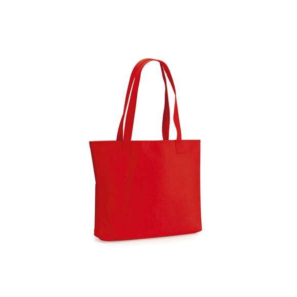 Bolsa de resistente y suave fieltro de 200g/m2 en variada gama de vivos colores. Con asas largas de 60cm y fuelle reforzado. De acabado cosido y resistencia hasta 12kg de peso.