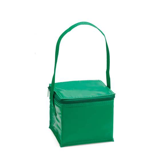 Nevera de 4 latas en resistente PVC de vivos colores. Interior isotermo en acabado de aluminio. Con cremallera y asa de transporte a juego.