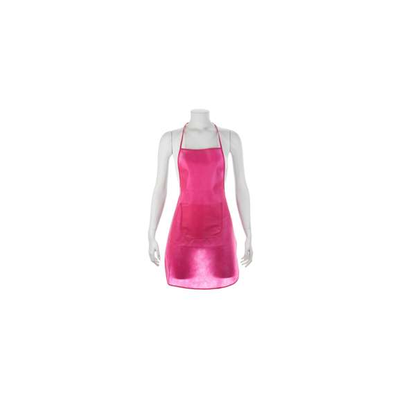 Delantal de non-woven en variada gama de vivos colores. Con bolsillo frontal y cintas de ajuste. De corte por encima de la rodilla.
