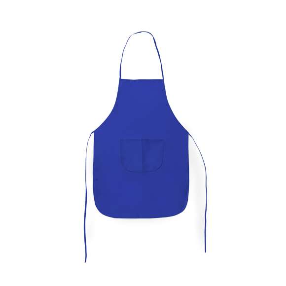 Delantal de non-woven en variada gama de vivos colores. Con bolsillo frontal y cintas de ajuste. De corte por encima de la rodilla.