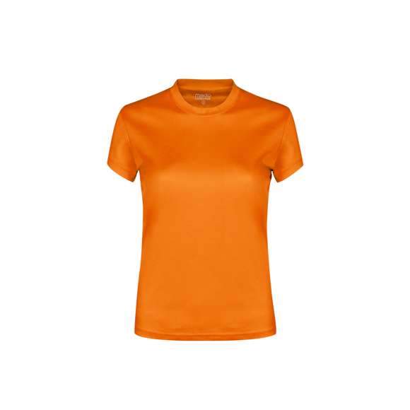 Camiseta técnica para mujer en material 100% poliéster transpirable de 135g/m2. Disponible en variada gama de vivos colores y en tallas S, M, L, XL.