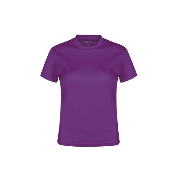 Camiseta técnica para mujer en material 100% poliéster transpirable de 135g/m2. Disponible en variada gama de vivos colores y en tallas S, M, L, XL.