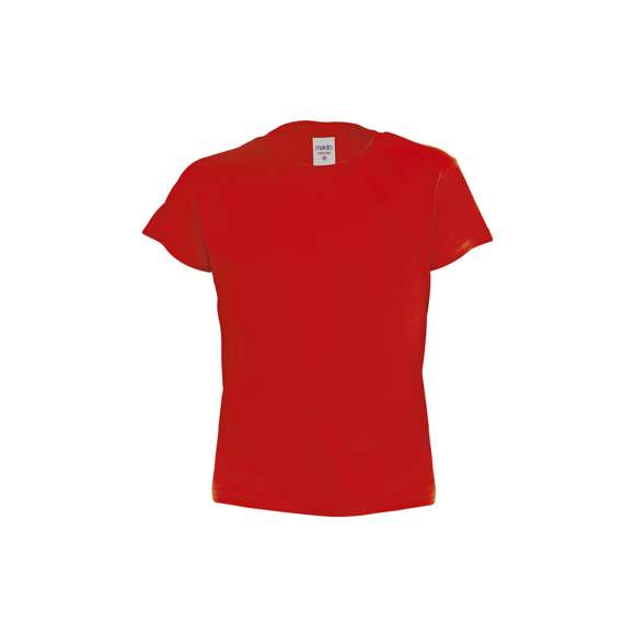 Camiseta para niño en material 100% algodón de 135g/m2. Disponible en variada gama de vivos colores y en tallas 4-5, 6-8, 10-12.