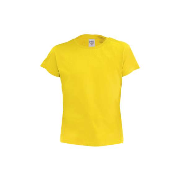 Camiseta para niño en material 100% algodón de 135g/m2. Disponible en variada gama de vivos colores y en tallas 4-5, 6-8, 10-12.