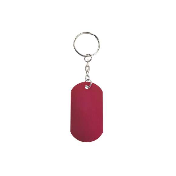 Llavero chapa con cuerpo de aluminio en variados y vivos colores. Especialmente diseñado para marcaje en láser.