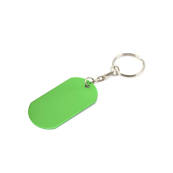 Llavero chapa con cuerpo de aluminio en variados y vivos colores. Especialmente diseñado para marcaje en láser.