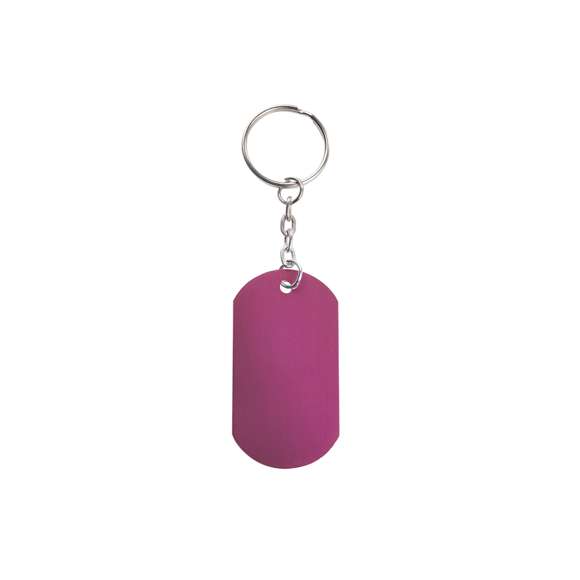Llavero chapa con cuerpo de aluminio en variados y vivos colores. Especialmente diseñado para marcaje en láser.