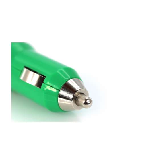  	Cargador USB para mechero de coche de 1.000 mA de capacidad de carga en desenfadados colores. Tapa en acabado metalizado con led indicador de carga y presentado en caja individual.