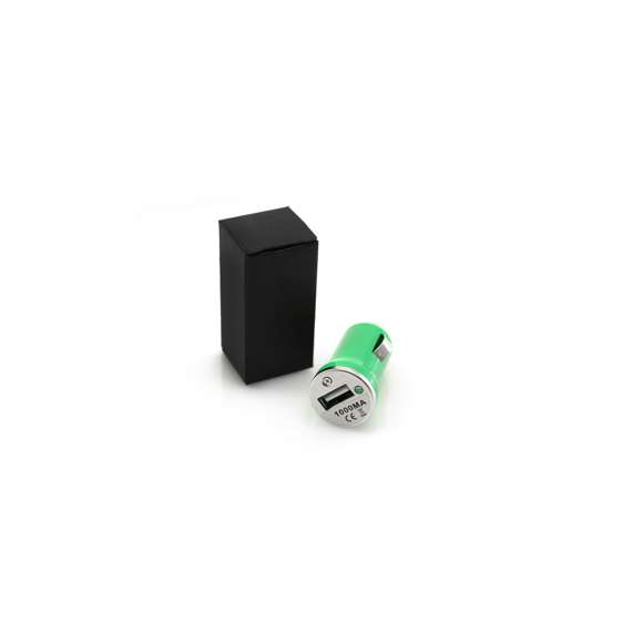  	Cargador USB para mechero de coche de 1.000 mA de capacidad de carga en desenfadados colores. Tapa en acabado metalizado con led indicador de carga y presentado en caja individual.