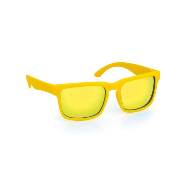Gafas de sol con protección UV400 de clásico diseño veraniego. Con montura mate en divertidos colores y lentes espejadas a juego.