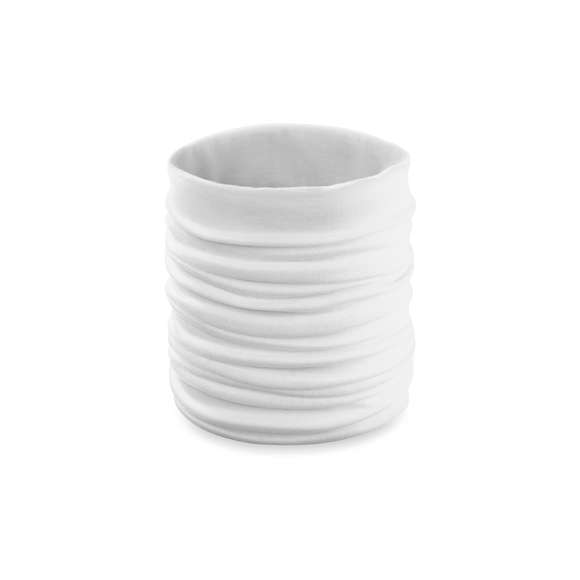 Braga fabricada en suave poliéster elástico. Una prenda muy versátil y cómoda de vestir, gracias a las diferentes configuraciones y funcionalidades que ofrece. Disponible en una extensa gama de colores, con color blanco especialmente diseñado para marcaje en sublimación, pudiendo aplicar diseños a todo color.