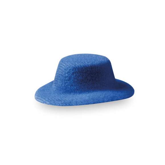  	Original pasador de pelo en antelina y con forma de sombrero en variada gama de vivos colores.