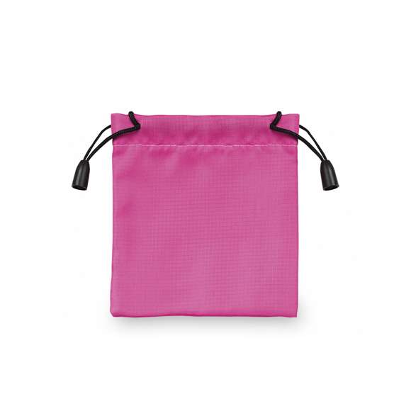 Bolsita de poliéster con cuerpo de suave acabado en vivos y variados colores. Con cierre de cuerda.