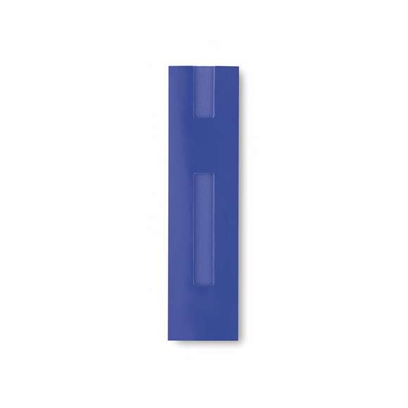 Funda para bolígrafo en resistente cartón de vivos colores y con diseño de ventana.