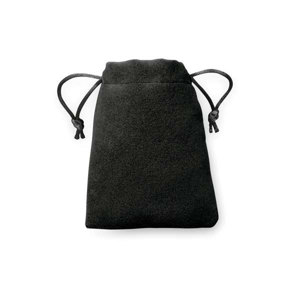 Bolsita de antelina con cuerpo de suave acabado en vivos y variados colores. Con cierre de cinta a juego.