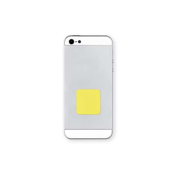  	Limpiador de pantalla de suave microfibra de diseño minimalista, en desenfadados colores y con parte trasera adherente.