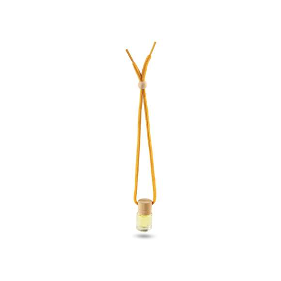 Ambientador aroma océano. En tarro de cristal de 5ml con tapón de madera, cordón a juego y accesorio de ajuste en madera. Presentado en cajita individual de PVC.