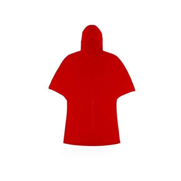 Poncho en resistente PEVA de acabado termo sellado en variada gama de colores. Con cierres laterales de corchete y presentado en bolsa individual a juego con parte superior en redecilla y cordón con accesorio de ajuste. Talla única para adulto.