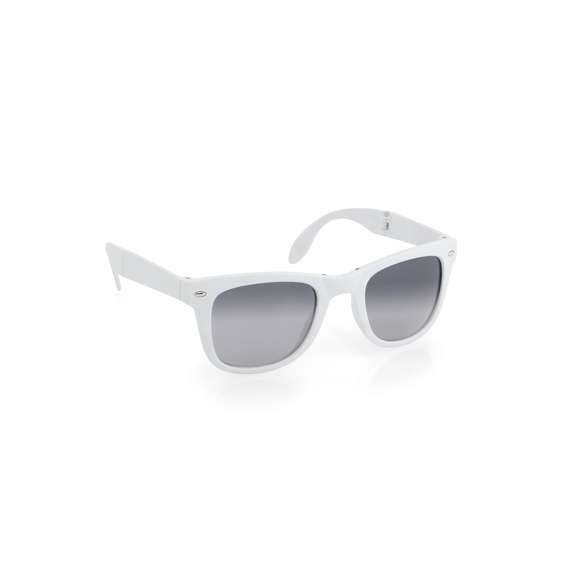 Gafas de sol plegables con protección UV400 de clásico diseño. Con montura de acabado brillante en divertidos colores y lentes de color negro.
