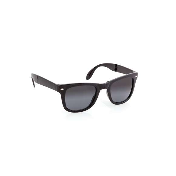 Gafas de sol plegables con protección UV400 de clásico diseño. Con montura de acabado brillante en divertidos colores y lentes de color negro.