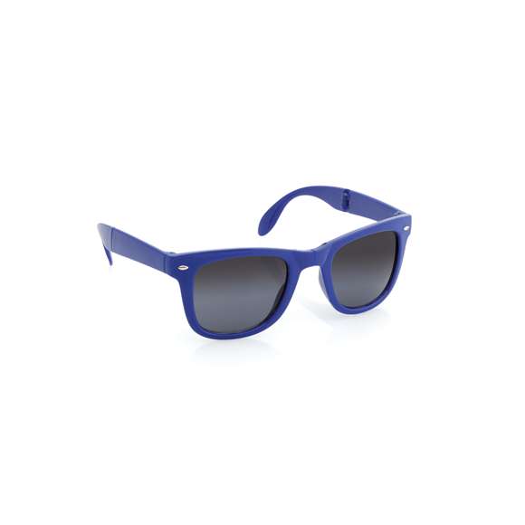 Gafas de sol plegables con protección UV400 de clásico diseño. Con montura de acabado brillante en divertidos colores y lentes de color negro.