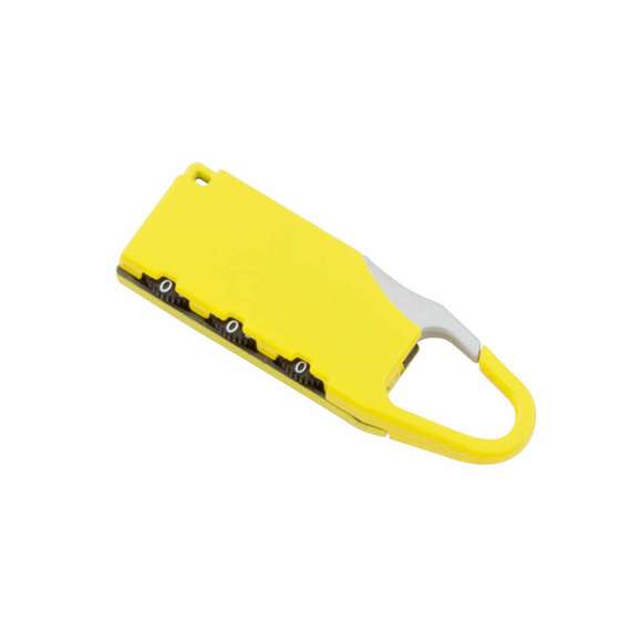 Candado de seguridad metálico de combinación numérica en diseño bicolor de vivos colores.