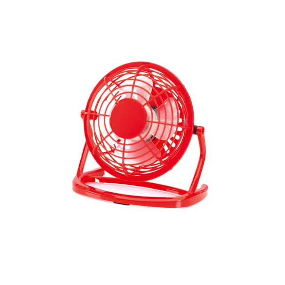 Atrevido mini ventilador de escritorio con conexión USB en divertidos colores. De compacto y resistente diseño, incorpora interruptor en la parte trasera, además de una generosa zona central para impresión en tampografía o gota de resina. Presentado en atractiva caja de diseño.