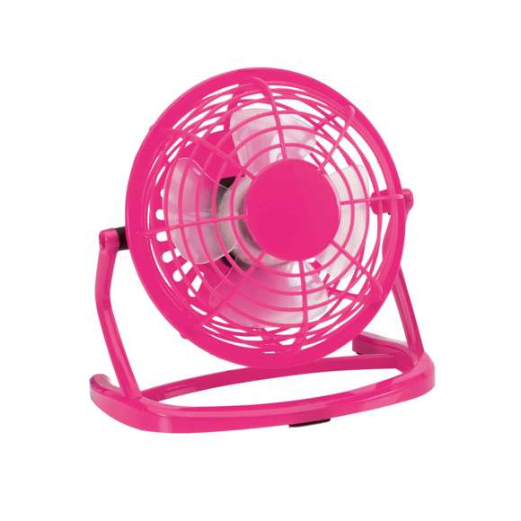 Atrevido mini ventilador de escritorio con conexión USB en divertidos colores. De compacto y resistente diseño, incorpora interruptor en la parte trasera, además de una generosa zona central para impresión en tampografía o gota de resina. Presentado en atractiva caja de diseño.